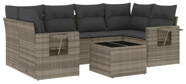 VidaXL Polyrattan Kerti Ülőgarnitúra - 7 részes, Világosszürke