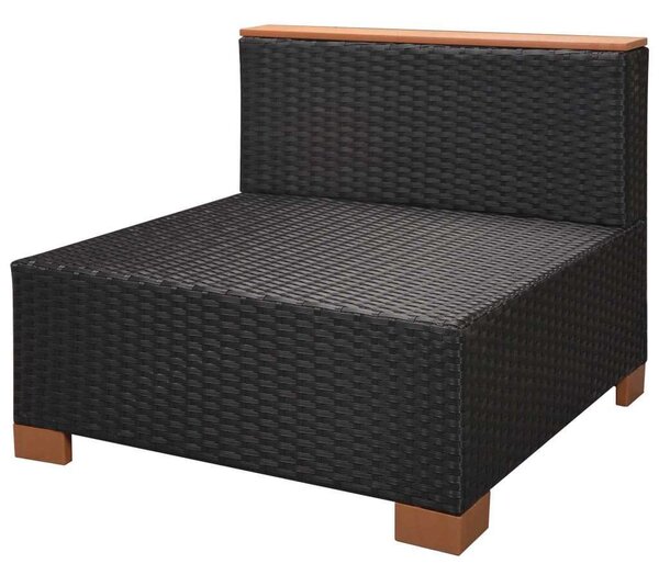 VidaXL 9-részes fekete polyrattan kerti bútorszett párnákkal