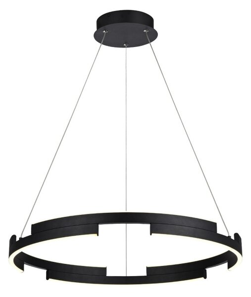 CASTLE modern fekete LED csillár, 60 cm, gyűrű alakú függesztett lámpa