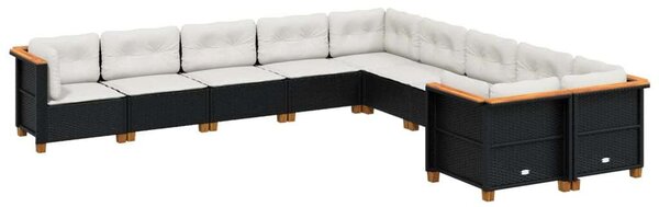 VidaXL Polyrattan Kerti Ülőgarnitúra - 10 részes - Fekete