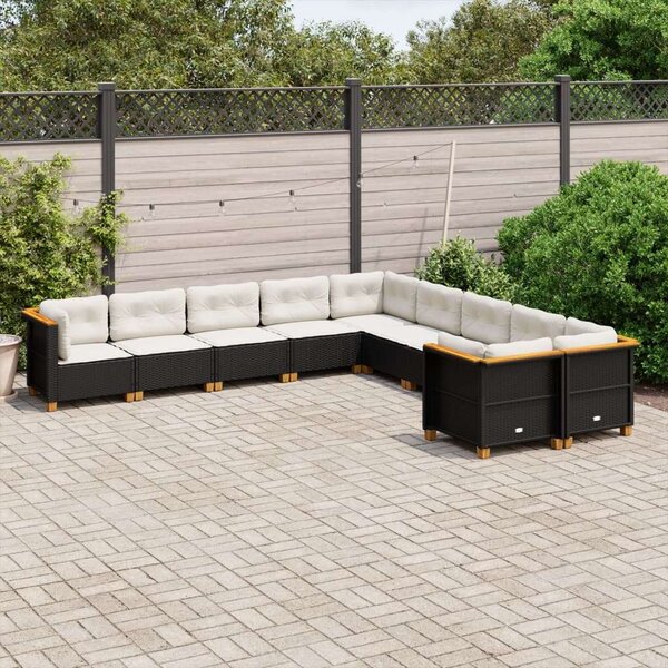 VidaXL Polyrattan Kerti Ülőgarnitúra - 10 részes - Fekete