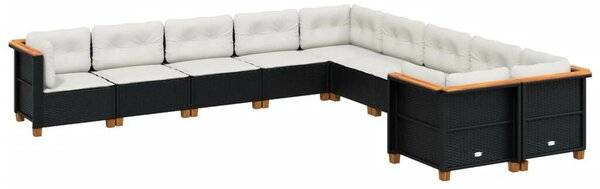 VidaXL Polyrattan Kerti Ülőgarnitúra - 10 részes - Fekete