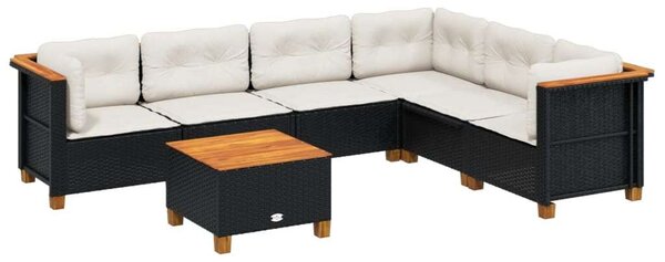 VidaXL Polyrattan Kerti Ülőgarnitúra - 7 részes - Fekete