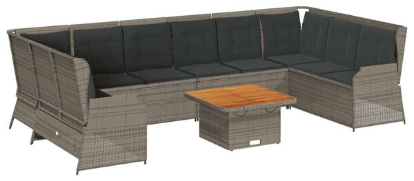 VidaXL 7 részes szürke polyrattan kerti ülőgarnitúra párnákkal