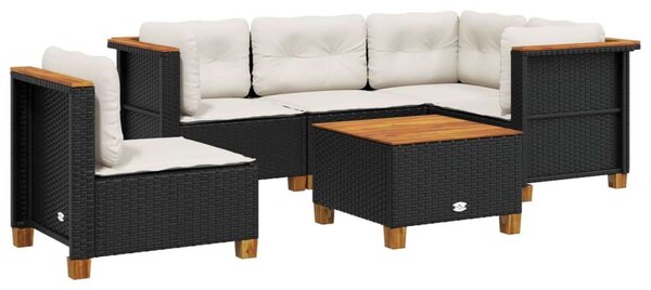 VidaXL 6 részes Kerti Ülőgarnitúra - Fekete Polyrattan