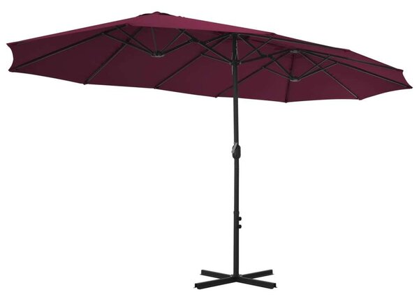 Elegáns Kert Napernyő - Dupla Tető - 460x270cm - Bordó