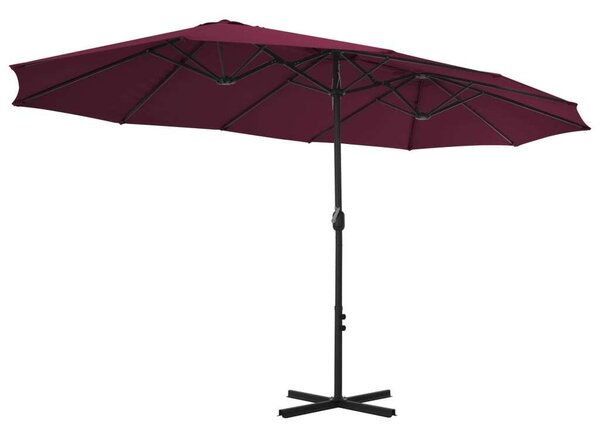 Elegáns Kert Napernyő - Dupla Tető - 460x270cm - Bordó