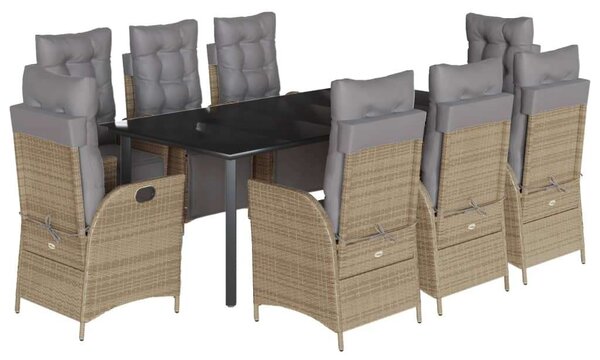 VidaXL Polyrattan Kerti Étkezőgarnitúra - 9 részes