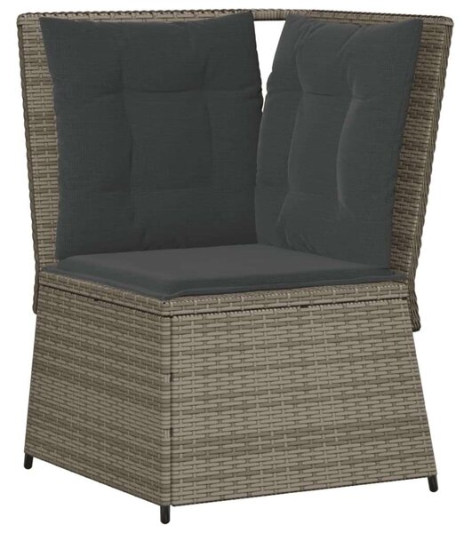 VidaXL 7 részes szürke polyrattan kerti ülőgarnitúra párnákkal
