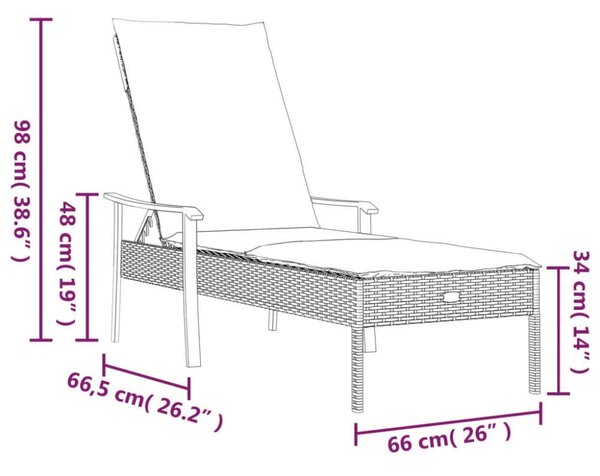 VidaXL 2 db szürke polyrattan napozóágy asztallal és párnával