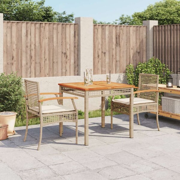 VidaXL Kerti Étkezőgarnitúra - 3 részes - Bézs Polyrattan
