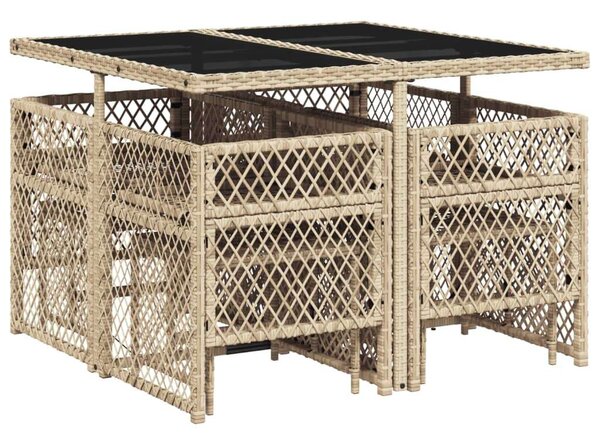 VidaXL Polyrattan Kerti Étkezőgarnitúra - 9 részes - Bézs