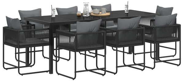 VidaXL Kert étkező szett 9 pcs Fekete és Antracit 200 x 80 x 73 cm