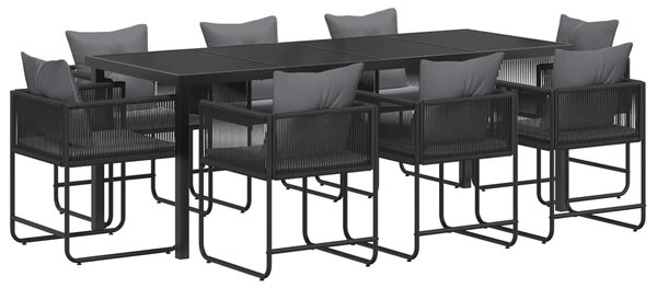 VidaXL Kert étkező szett 9 pcs Fekete és Antracit 200 x 80 x 73 cm