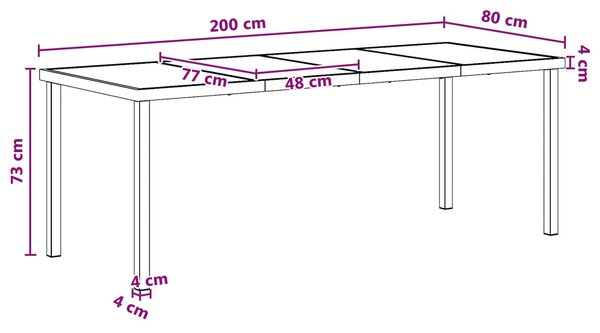 VidaXL Kert étkező szett 9 pcs Fekete és Antracit 200 x 80 x 73 cm