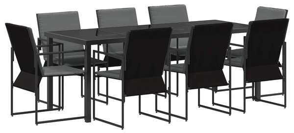 VidaXL Kert étkező szett 9 pcs Fekete és Antracit 200 x 80 x 73 cm