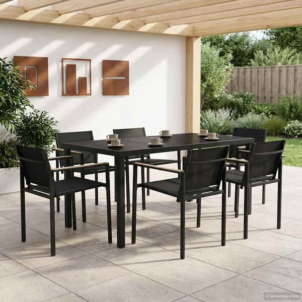 VidaXL Kültéri Bútor Szett 7 pcs Fekete és Antracit 160 x 80 x 73 cm