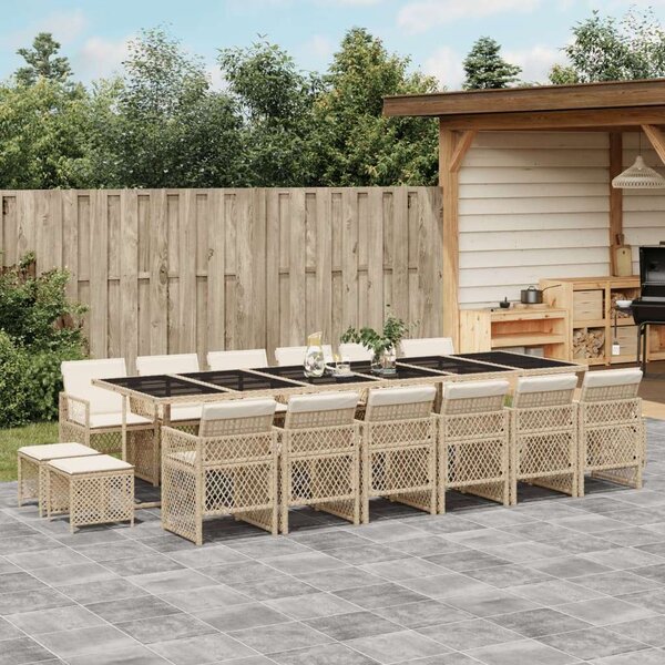 VidaXL Polyrattan Kerti Étkezőgarnitúra - 17 részes - Bézs