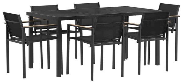 VidaXL Kültéri Bútor Szett 7 pcs Fekete és Antracit 160 x 80 x 73 cm