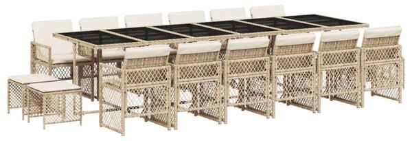 VidaXL Polyrattan Kerti Étkezőgarnitúra - 17 részes - Bézs