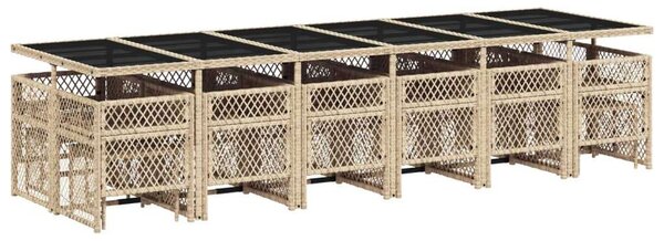 VidaXL Polyrattan Kerti Étkezőgarnitúra - 17 részes - Bézs