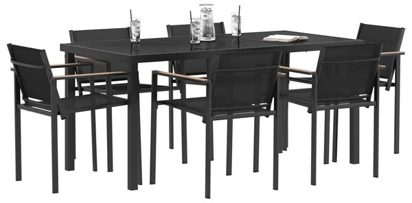 VidaXL Kültéri Bútor Szett 7 pcs Fekete és Antracit 160 x 80 x 73 cm