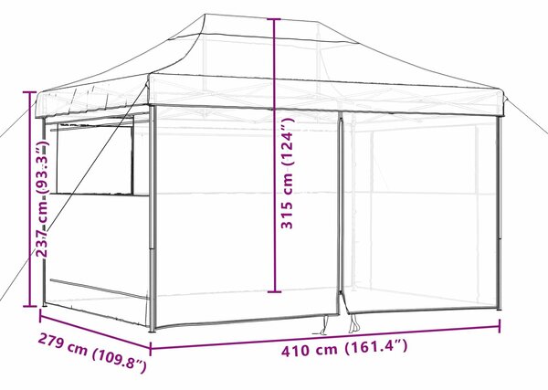 VidaXL Partysátor 279 x 410 x 315 cm, Oxford Szövet, Zöld