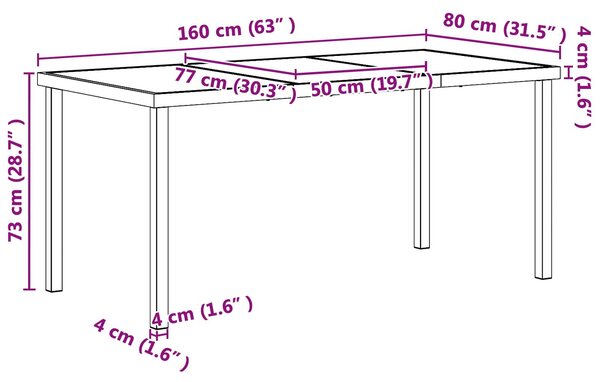 VidaXL Kültéri Bútor Szett 7 pcs Fekete és Antracit 160 x 80 x 73 cm