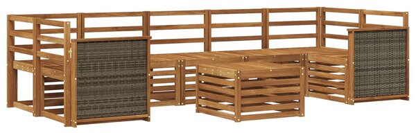 VidaXL Kültéri kanapé szett 8 pcs Természetes Tömör Akácfa
