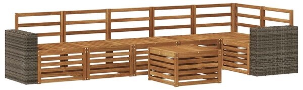 VidaXL Szegmentált kanapé szett 7 pcs Természetes Tömör Akácfa