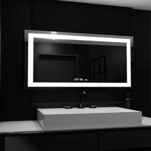 Téglalap alakú LED Tükör, 160x80cm, Verite MotionGlow Marcello, Páramentesítő Rendszer, Óra és Hőmérő, Szabályozható Fényerővel