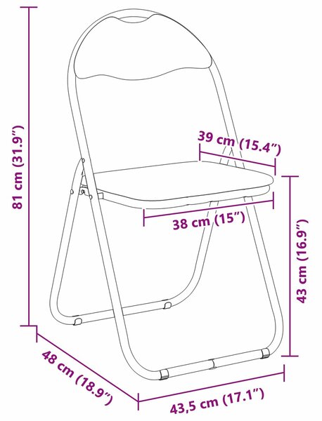 VidaXL Összecsukható szék 8 pcs Fehér 48 x 43,5 x 81 cm Műbőr
