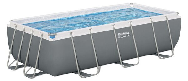 Bestway Capri/Power Steel csővázas medence vízforgatóval, 404x201x100 cm, 6478 l űrtartalom, Szürke