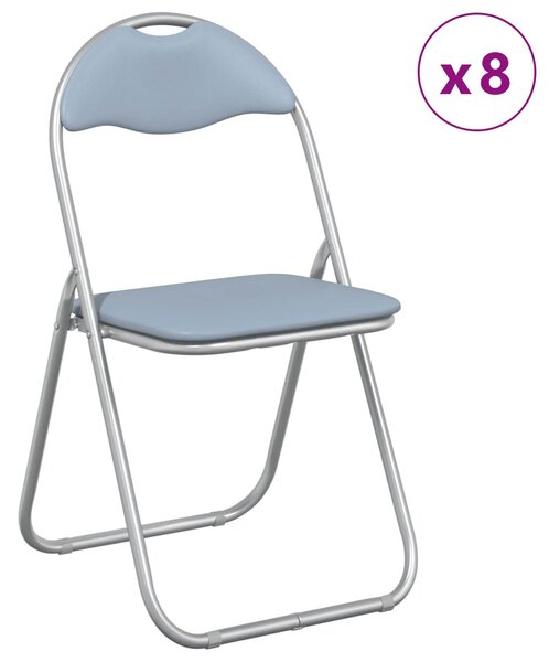 VidaXL Összecsukható szék 8 pcs Szürke 48 x 43,5 x 81 cm Műbőr