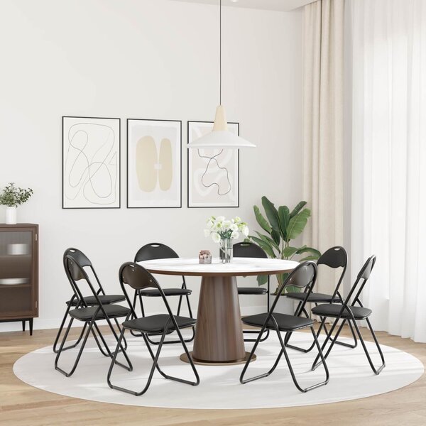 VidaXL Összecsukható szék 8 pcs Fekete 48 x 43,5 x 81 cm Műbőr