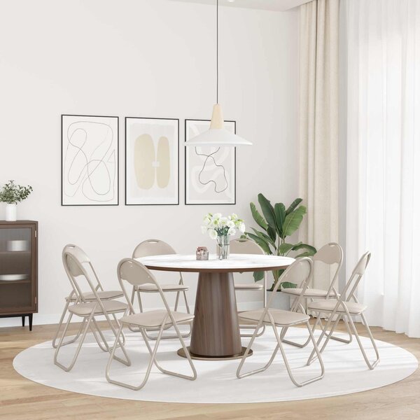 VidaXL Összecsukható szék 8 pcs Homokszín 48 x 43,5 x 81 cm Műbőr