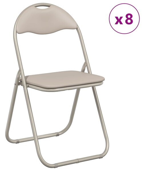 VidaXL Összecsukható szék 8 pcs Homokszín 48 x 43,5 x 81 cm Műbőr