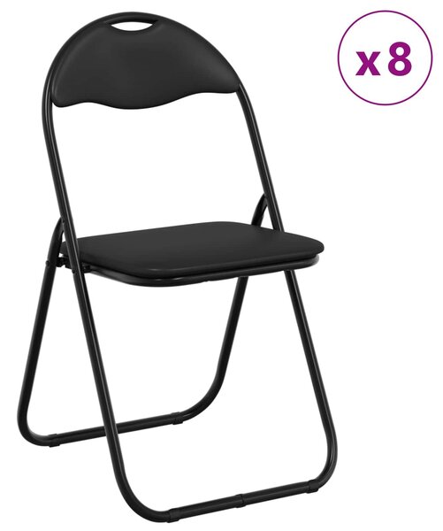VidaXL Összecsukható szék 8 pcs Fekete 48 x 43,5 x 81 cm Műbőr