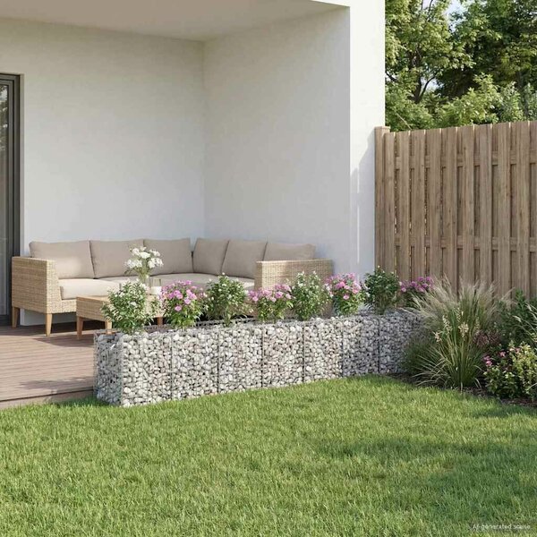 VidaXL Gabion emelt ágy 2 db 400 x 50 x 60 cm Horganyzott Acél Ezüst