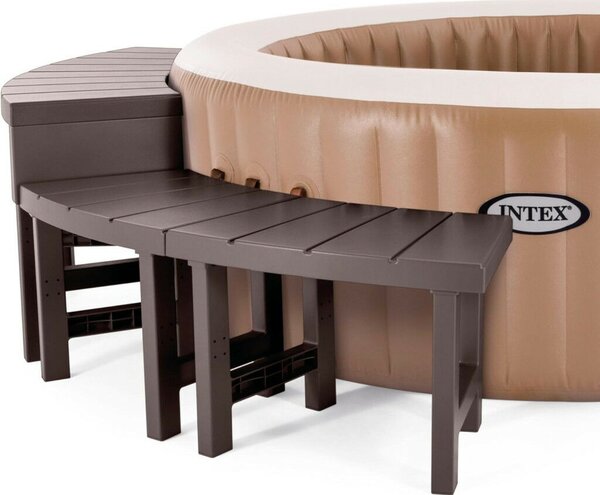 Pad szett, Intex PureSpa, 221 × 76 × 60 cm, barna, 2 közepes és 2 magas pad, összekapcsolható, 160 kg teherbírás, 4 személyes kerek jakuzzihoz (28515)