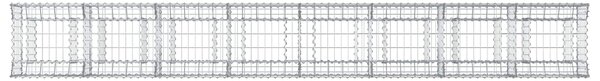 VidaXL Gabion emelt ágy 2 db 400 x 50 x 60 cm Horganyzott Acél Ezüst