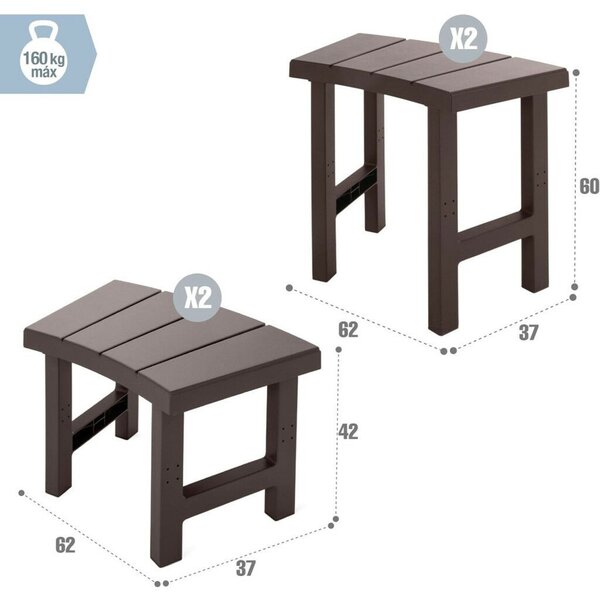 Pad szett, Intex PureSpa, 221 × 76 × 60 cm, barna, 2 közepes és 2 magas pad, összekapcsolható, 160 kg teherbírás, 4 személyes kerek jakuzzihoz (28515)
