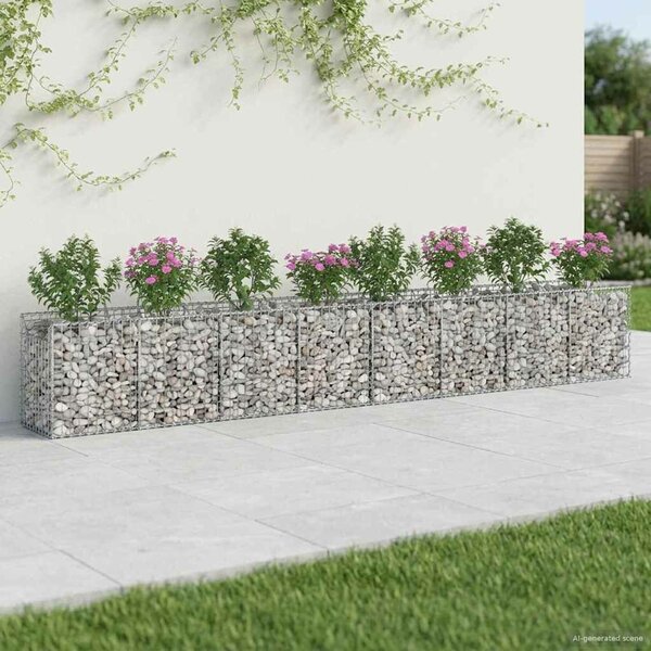 VidaXL Gabion emelt ágy 2 db 400 x 50 x 60 cm Horganyzott Acél Ezüst