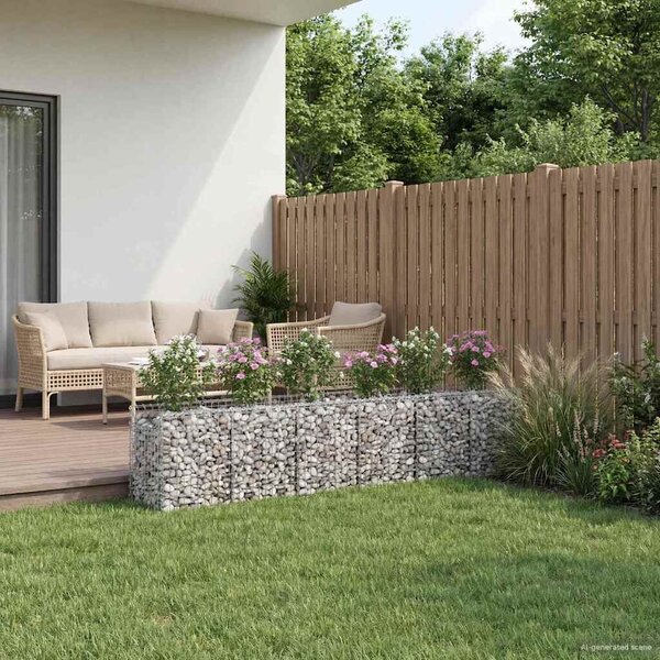 VidaXL Gabion emelt ágy 2 db 300 x 50 x 60 cm Horganyzott Acél Ezüst