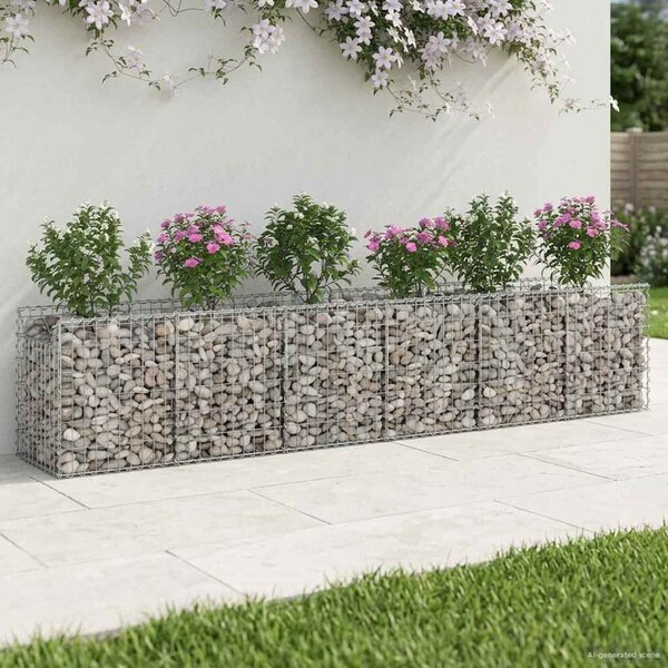 VidaXL Gabion emelt ágy 2 db 300 x 50 x 60 cm Horganyzott Acél Ezüst