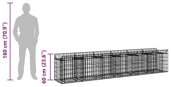 VidaXL Gabion emelt ágy 2 db 300 x 50 x 60 cm Horganyzott Acél Ezüst