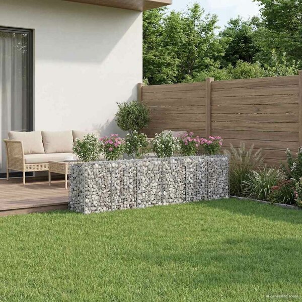 VidaXL Gabion emelt ágy 3 db 400 x 50 x 80 cm Horganyzott Acél Ezüst