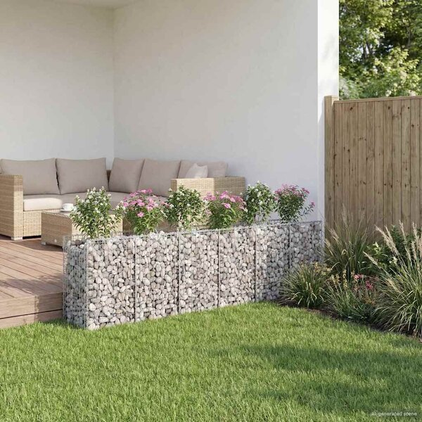 VidaXL Gabion emelt ágy 2 db 300 x 50 x 80 cm Horganyzott Acél Ezüst