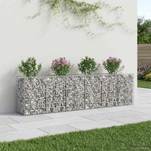 VidaXL Gabion emelt ágy 2 db 300 x 50 x 80 cm Horganyzott Acél Ezüst