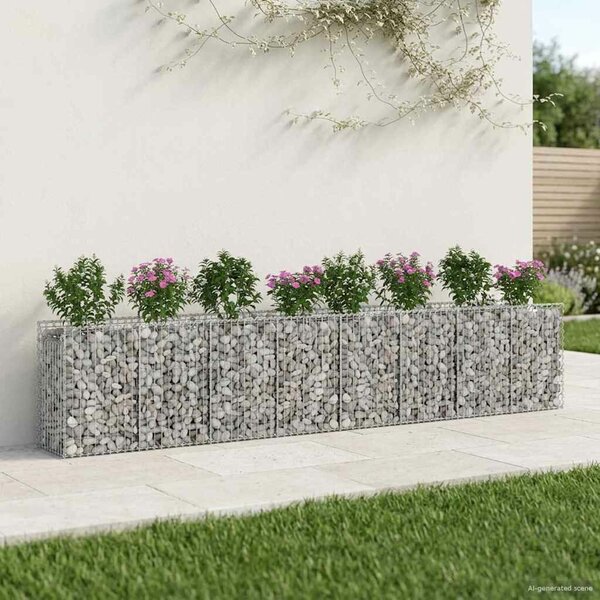 VidaXL Gabion emelt ágy 3 db 400 x 50 x 80 cm Horganyzott Acél Ezüst